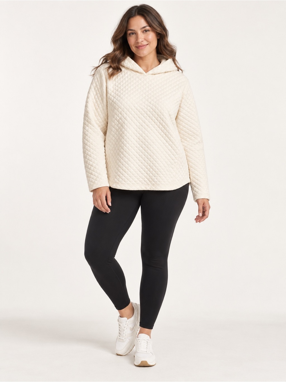 NWT J.Crew Women’s Large Ivory Quilted Pullover Hoodie Cozy Textured